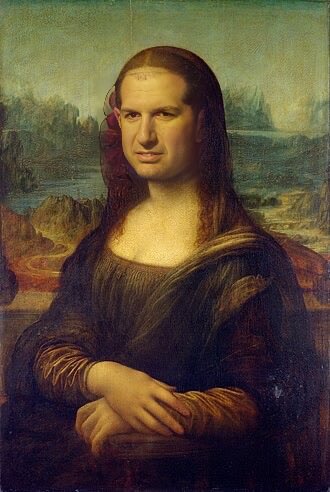 The image shows the Mona Lisa painting with her face humorously edited to resemble internet personality Micky Malka, fitting the post's playful tribute to him.