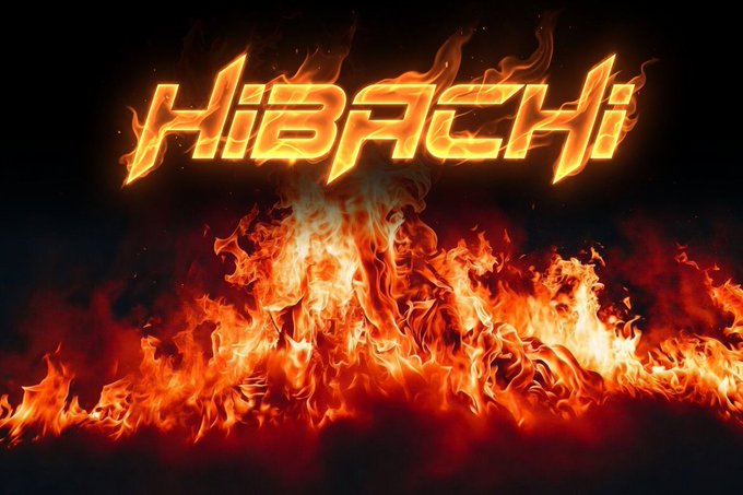 The image features a large fire burning brightly against a black background with the word "Hibachi" written above it in an orange font. The fire appears to be burning out of control, creating a sense of urgency or excitement about the upcoming launch of Circle's Arc mainnet and the growth of the DeFi space.