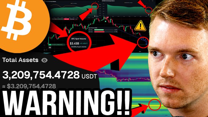 The image features a man with a blonde head and red hair who appears to be intrigued by something happening on his computer screen. The screen displays information about Bitcoin, including its current value of 3,2009,7,000,000 US dollars! This unusual amount of money is displayed in both positive and negative terms: one part says "HOT!", meaning the Bitcoin has increased significantly; another part indicates that the Bitcoin is being threatened by market conditions. The man seems surprised or intrigued by this massive increase in value.