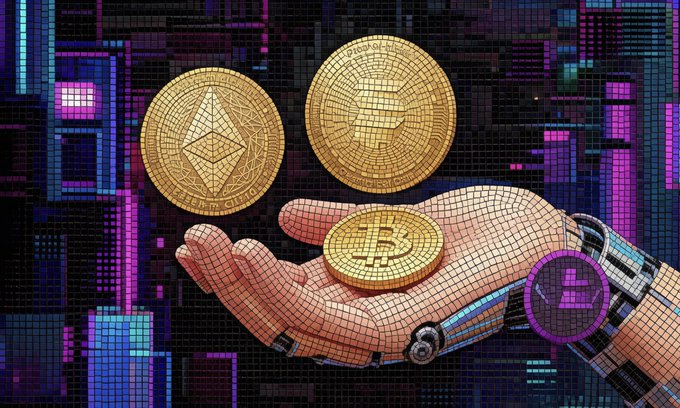 The image features a hand holding three golden coins against a backdrop of a city skyline at night. The coins are made of a material that resembles Bitcoin but have a different color, giving them a unique appearance. The hand holding these coins appears to be in a position where they are being held up and displayed prominently for all to see.

The image also includes text that reads "Institutions are shifting from BTC-only to multi-chain treasuries. Decrypt's June ix list shows public companies now stacking Solana. BTC = digital gold. SOL = high-performance infrastructure. In this new era, ETC stays strong with no foundation drama." This information provides context about the coins and their significance in the current cryptocurrency landscape.