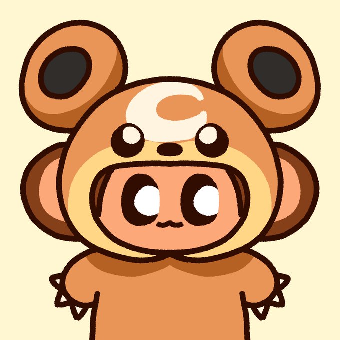 A cute cartoon character wearing a brown bear/monkey hooded costume with large round ears and a swirl design on top, matching the playful $CHIMP Chimpiursa mascot referenced in the "gm" greeting post. The character's simple, smiling face peeks out from the cozy animal hood, embodying the fun weekend spirit of the community.