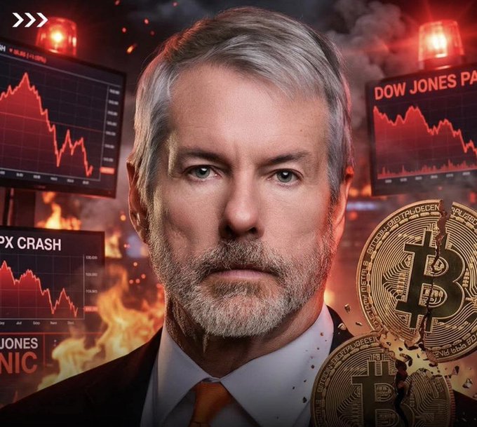 The image features a man wearing a suit with an unusual logo - Bitcoin - prominently displayed on his dress shirt, which has been knocked down by flames. There are two Bitcoins in the image, one of them being a valuable $32 Bitcoin worth 32 cents. The scene also includes several stock market charts and graphs, which could be part of the context behind the man's ruined suit. The image suggests an intriguing story involving someone who was involved with Bitcoin or experienced a situation related to its value.