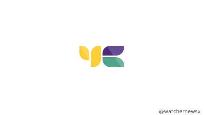 A colorful geometric logo consisting of yellow, purple, and teal shapes on a white background, with '@watchernewsx' in the corner.