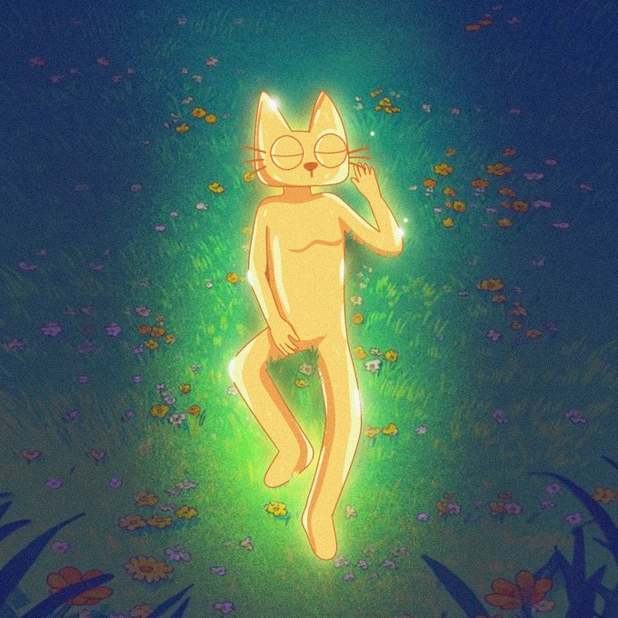 A glowing golden cat-like figure floats ethereally in a meadow of wildflowers, its radiant body emitting a warm halo of light that suggests something precious or valuable emerging into the world.

The image visually echoes the post's themes: the golden, luminous body of the figure mirrors the "hardest asset on Earth—gold" backing $CETS, while its sudden appearance in a tranquil field symbolizes the project "ready to explode at any moment" from a state of calm anticipation.