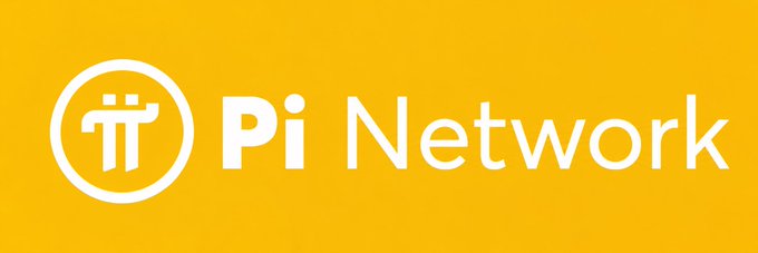 The image displays the Pi Network logo and name in white text on a bright yellow background, with the accompanying post promoting Pi Network as a cryptocurrency that early miners and believers could potentially benefit from if it achieves widespread adoption and long-term growth.