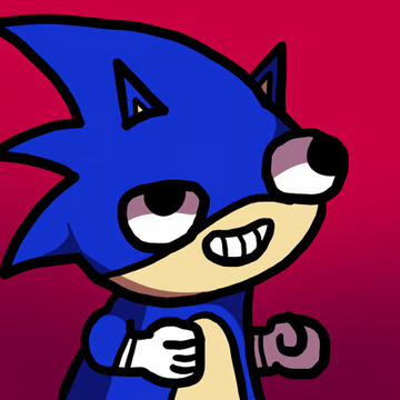 The image features a cartoon character, specifically Sonic the Hedgehog, wearing a blue suit and hat while standing against a red background. The character has big eyes and a goofy expression, giving off a playful vibe. The caption below the image reads "Time to launch $FSJAL on $USDC get some pfps! all of them are 1 of 1!". This suggests that the image is related to a promotional campaign for Sonic's release or an advertisement featuring the character in various settings.