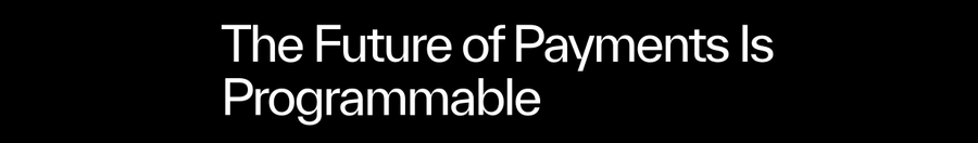 White text on a black background reads 'The Future of Payments Is Programmable.'