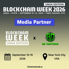 Promotional graphic for Blockchain Week 2026 (UNGA Edition) announcing BD Ventures as an official Media Partner, taking place September 10–19, 2026, in New York City, USA. The image aligns with the post by highlighting the partnership at this high-profile blockchain, AI, and innovation event.
