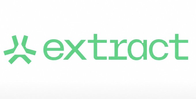 The "extract" logo appears in green text with an asterisk-like symbol on a white background.