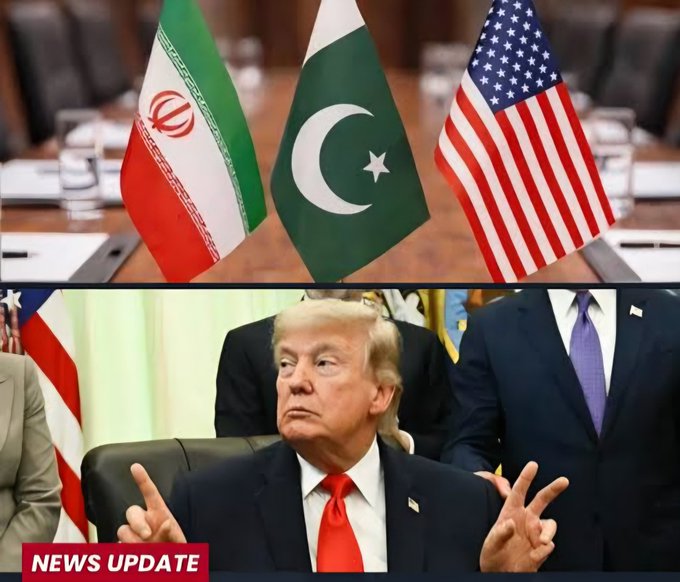 The image shows a collage of three flags, including the American flag, the Pakistani flag, and the Trump flag. The collage also includes text that reads "New Update" and "#BTC #MARKETS #CRYPTO". The focus on these elements suggests that they are related to a news update or article about cryptocurrency markets and Trump's stance on them.

The image is accompanied by a caption that reads, "O presidente Trump afirma que o acordo de paz com o Irã está oficialmente concluído e que o Estreito de Ormuz está agora aberto #BTC #MARKETS #CRYPTO". This caption provides context to the image and its content, stating that it is related to a news update about cryptocurrency markets and Trump's stance on them.