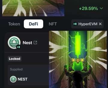 The image shows a wallet with a green glow coming from it, indicating that it has been charged or is powered up. A person can be seen standing next to the wallet, possibly checking its status or using it for transactions. The wallet's screen displays information about the Hyperliquid exchange and the stakeholder's account balance. There are also some text elements in the image, such as "Noticed some nice green in my Hyperliquid wallet today thanks to @NestExchange", which might be a social media post related to the wallet or the Hyperliquid exchange. The overall atmosphere of the image suggests that the person is engaged with their wallet and its features, possibly discussing or sharing information about it with others.
