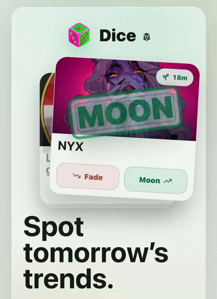 The image features a poster for a dice game called "Moon" with a pink background and purple text, along with an overlay of a cartoon character. The poster also includes information about the game's verification status on DEXScrenner.com, which is important for players to ensure they are playing in a safe environment.