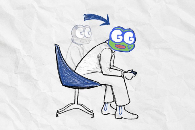 A hand-drawn illustration on crumpled paper shows a figure slumped in a blue gaming chair with a distorted, colorful "GG" face, depicting depression or defeat after gaming.