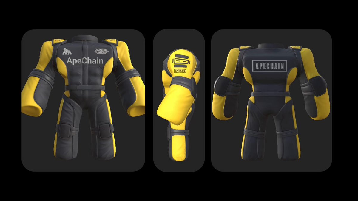 The image features three different 3D models of a person wearing a suit, each with unique characteristics that make them stand out. The first model wears a yellow and black suit, while the second model has a black and yellow suit. The third model is dressed in a black and white suit. These models are displayed against a black background, which highlights their distinct features and colors. The image also includes text that reads "Every trait tells its own story. Every material, fabric and detail is rebuilt by hand in 3D." This message emphasizes the uniqueness of each suit design and how it represents different aspects of the person wearing them.