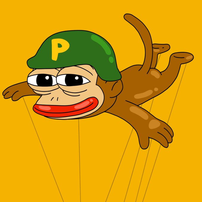 A cartoon illustration of a flying monkey wearing a green helmet with a yellow 'P' on it against a yellow background.