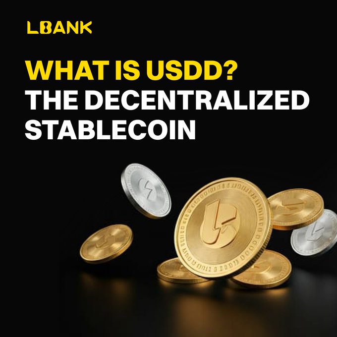 The image features a stack of gold coins, with one coin being slightly larger than the others. The text above the coins reads "What is USDD? The Decentralized Stablecoin", which suggests that these coins are related to cryptocurrency or blockchain technology. The phrase "the Decentralized Stablecoin" implies that they might be part of a stablecoin, which is a type of digital currency designed for use in peer-to-peer transactions and other applications.