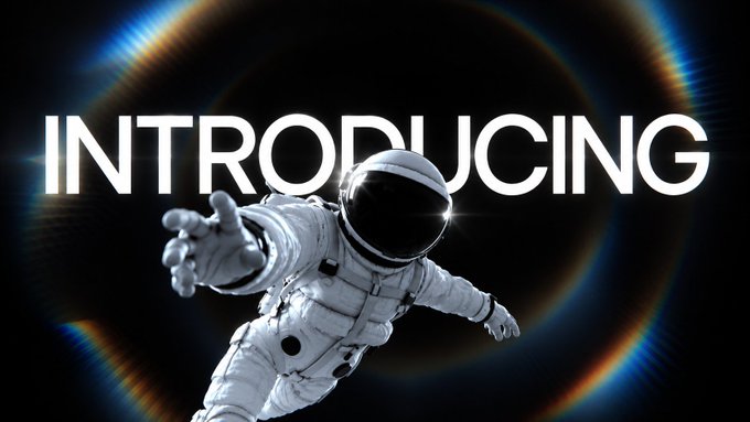 Dramatic space-themed graphic showing an astronaut reaching forward with the large white word 'INTRODUCING' across the center, surrounded by colorful lens flare rings on a black background.
