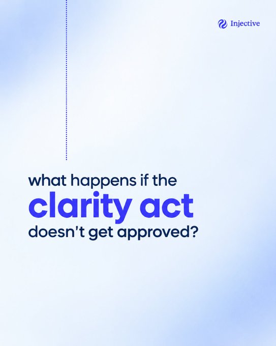 An Injective branded graphic with text reading 'what happens if the clarity act doesn't get approved?' in blue and dark text on a light blue background