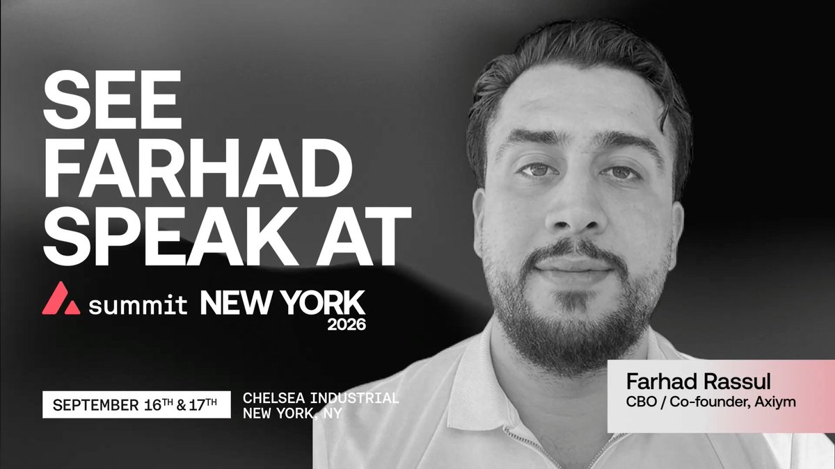 The image features a man with a beard wearing a white shirt who appears to be speaking at an event. The text "See Farhad Speak At" is written above him, indicating that he is about to give a speech or presentation. The event takes place in New York and is scheduled for September 16th and 17th.