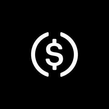 A black background features a white circular icon with a dollar sign ($) in the center, flanked by two curved lines, symbolizing financial activity. The image visually represents USDC's milestone of surpassing $90 trillion in total transaction volume, aligning with the bullish sentiment expressed in the caption.