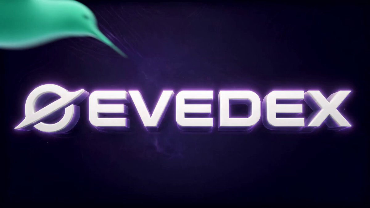The image features a logo for a trading platform called "evolvedex". The logo consists of the word "evolvedex" written in white letters, with a green bird perched above it. Below the logo, there's text that reads "Automate your trading with @_hummingbot - the open-source algo framework. Run AI trading agents (Claude, Gemini, Codex) - Backtest with full risk metrics - Built-in Market Making & Arbitrage strategies - Easy setup via the EVEDEX API". The bird is positioned above the word "evolvedex" and appears to be in flight or perched on a branch, adding a sense of movement and liveliness to the logo.