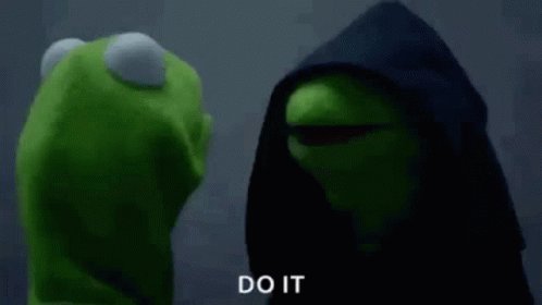 "Do It" written above a picture of a green frog with white eyes, which is the main focus of the image. The caption below the image reads "@mononautical @wiz".