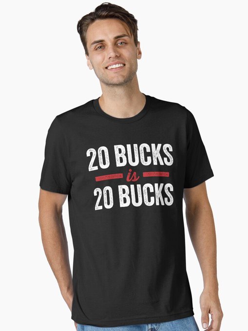 A young man smiles while wearing a black t-shirt that reads "20 BUCKS is 20 BUCKS," visually illustrating the post's argument that users would willingly trade their privacy for guaranteed, tangible compensation rather than speculative rewards.