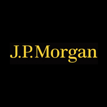 The image displays the gold "J.P.Morgan" logo on a black background, which relates to the post by symbolizing the financial institution where Michael Saylor (Strategy's executive chairman) holds a significant role as a former board member, connecting to the AI-generated ticker "$STRC" mentioned in the caption.