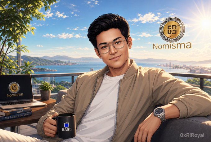 The image features a man sitting outdoors with his laptop open next to him. He has a cup of coffee in front of him and appears to be enjoying his time outside. The background shows a cityscape, indicating that he might be working remotely or taking a break from work. The post includes some numbers related to blockchain technology, which could be about the throughput claims for Solana markets or the real-world sustained peak of Ethereum's mining network.
