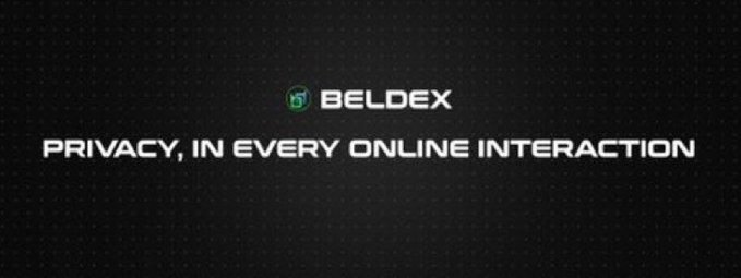 A dark promotional banner for 'BELDEX' with a padlock logo, featuring the tagline 'PRIVACY, IN EVERY ONLINE INTERACTION' in white text.