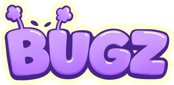 The image features a playful purple logo with the text "BUGZ" in bold, bubbly letters, topped with antennae-like decorations. This likely represents a project called "BUGZ" being promoted as a free mint opportunity alongside Unvault's omnichain NFT marketplace.