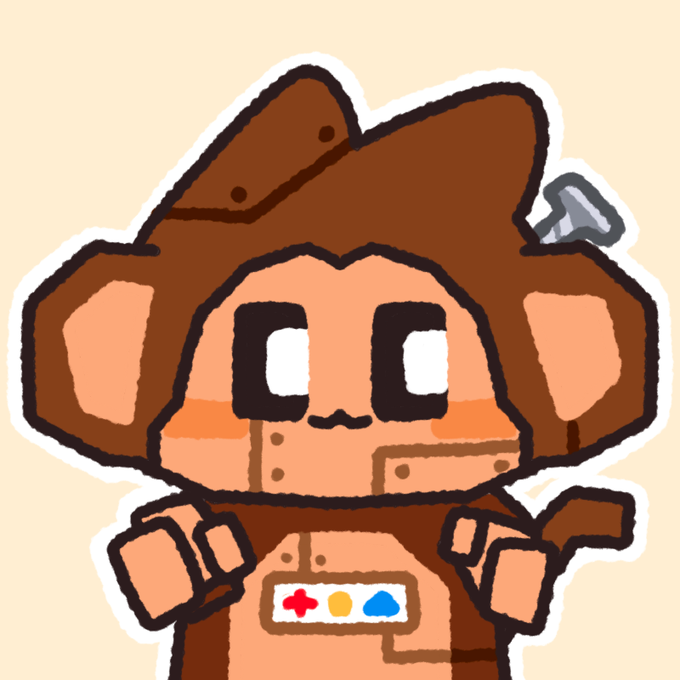The image features a cartoon monkey wearing a hat, standing against a light beige background with a caption that reads "Dev note: the @ChimpersHQ Sales Bot A robot built by Chimpi, with a voice and personality to match - More than a sales bot, it is a 24/7 automation layer for the whole Chimpverse. - Real time sale alerts across 5 collections - Sweep buys grouped into one clean tweet". The monkey appears to be wearing a hat that has a screwdriver on top of it, which adds an interesting detail to its appearance.