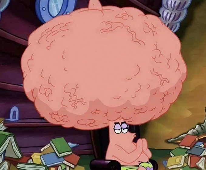 The image features a character, possibly SpongeBob SquarePants or Patrick Star, sitting in a chair surrounded by stacks of books. In the background, there are additional objects such as an apple and a banana, which adds to the scene's overall atmosphere. The caption provided suggests that these books might be related to trading, specifically TA (Technical Analysis). It is unclear whether this is directly related to the character or not, but it does create an interesting visual association between the book-filled surroundings and the idea of trading in financial markets.