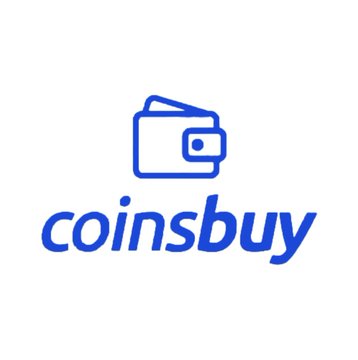 The image displays the "coinsbuy" logo in blue, featuring a wallet icon above the brand name, representing the Coinsbuy wallet platform that reportedly lost $7.9 million in a cross-chain incident affecting assets on TRON and Ethereum.