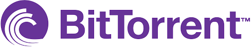 The image displays the BitTorrent logo, featuring a purple circular icon with curved swoosh designs alongside the brand name "BitTorrent" in bold purple lettering with a trademark symbol. This logo directly corresponds to the post about BitTorrent's recent updates, including adjustments to BTF legacy services and data backup arrangements, serving as the visual branding for the company discussed in the announcement.