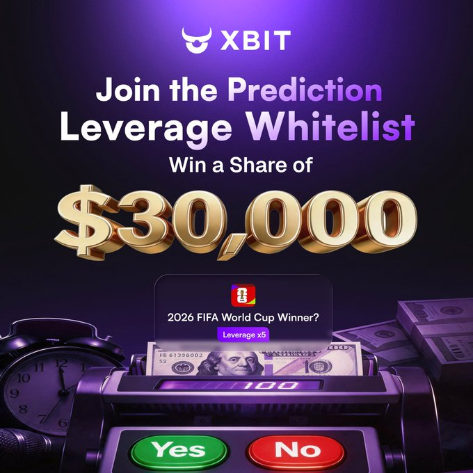 The image is of a black background with a large advertisement for a gambling website featuring a slot machine game. The text displayed at the bottom of the image encourages users to "join the Prediction Leverage Whitelist" in order to be part of a potential reward system for playing this particular slot machine game. The game has an exciting twist as it offers a chance to win $30,000 and claim a "World Cup Winner." Users are encouraged to click on the green button labeled "yes," indicating their intention to participate and gain access to these amazing prizes.