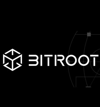 The Bitroot logo displayed on a black background with a stylized cube icon.