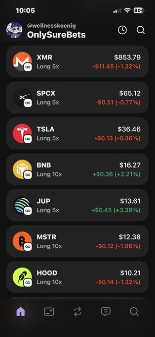The image shows an iPhone screen displaying various cryptocurrency prices, including Bitcoin, Ripple, and Litecoin. The screen also has a social media app icon with a message that reads "Also ich hab 10x Ton gekauft dann wieder verkauft von mein 50% Jup sell dann hood gekauft muss heut wissen was los ist Böden findet die nochmal grüner nacht oder so lässt Mehr Fokus später auf den 15:30 Schub". The image also includes a social media app icon, which suggests that the user might be interested in cryptocurrency trading or investing.