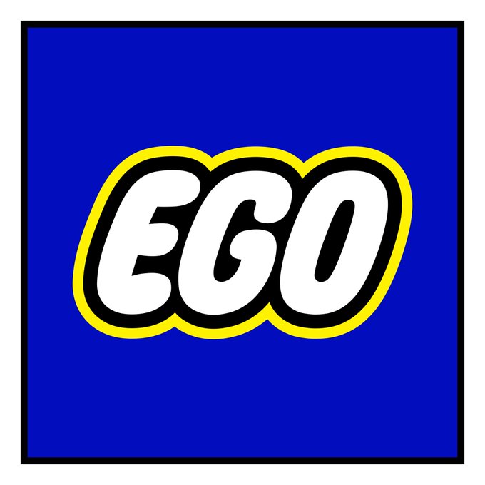 A graphic logo featuring the stylized text "EGO" in white with black and yellow outlines set against a blue background. The image does not depict General Motors (GM) but rather shows a distinct, unrelated "EGO" branding.