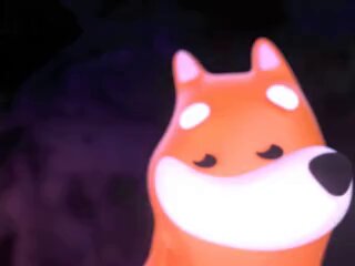 The image features a cartoon dog with an orange color scheme, sitting against a dark purple background. The dog appears to be looking at something or someone, possibly a camera or another person's face. The text "BONKUJI" is visible in the image as well.