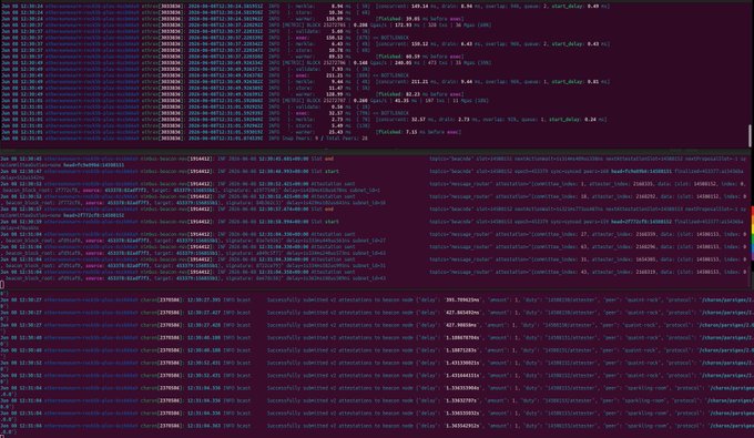 The image shows a computer screen filled with various lines of code written in a web browser, which indicates that an execution layer client has been used to load data into a database. The code appears to be complex and detailed, suggesting an advanced software development project. It is essential for both the developer and any potential users or clients to understand and appreciate the work put into this program, as it demonstrates the effectiveness of @ethrex_client in handling large amounts of information and maintaining high-performance standards.