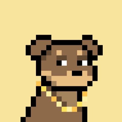 A pixel-art portrait shows a horned, animal-like character wearing a gold chain against a plain beige background.
