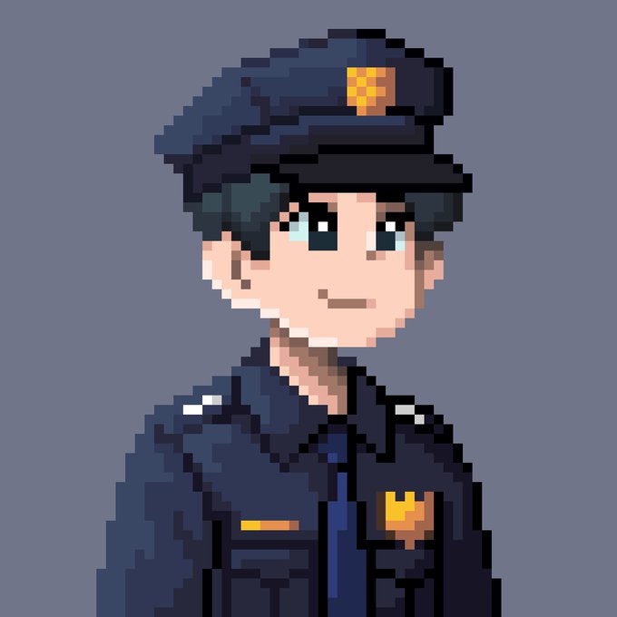 The image features a person dressed as a police officer, wearing a uniform along with a hat that resembles one commonly seen at police stations. They are smiling for the camera, conveying a sense of warmth and approachability. There's also a post on social media related to the police officer figure, possibly discussing or promoting something about this character or the police station they're representing. The overall atmosphere seems friendly and inviting.