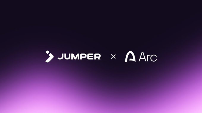 A purple gradient background displays the logos 'JUMPER × Arc'.