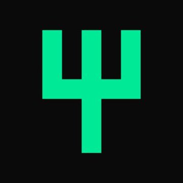 A green symbol resembling the Greek letter psi (Ψ) on a black background.