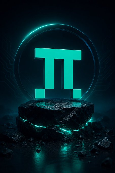A glowing cyan symbol resembling two interlocking "T" or "Π" shapes hovers above a dark, cracked stone pedestal illuminated by neon teal light. The stylized emblem evokes a futuristic, monolithic logo that visually reinforces the post's claim about Fermah's groundbreaking role in making actions composable across protocols—mirroring how TCP/IP unified computation across machines.