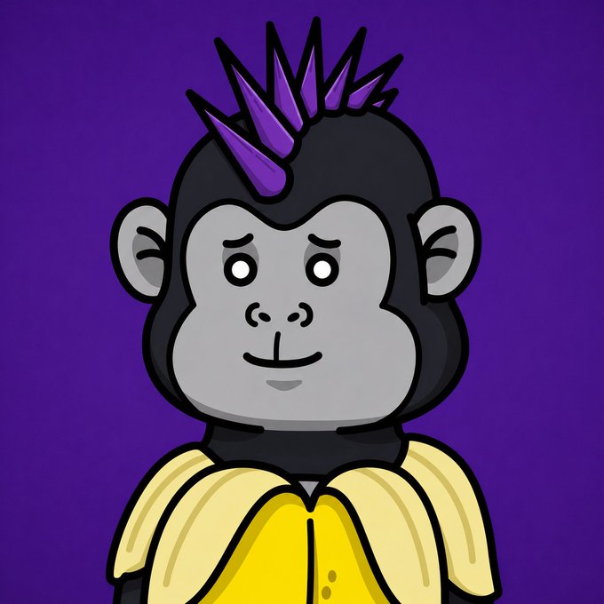 A cartoon ape with a purple mohawk against a purple background serves as the mascot for the "Ink Ape" project, visually matching the branding of the tweet announcing that the Ink Ape whitelist is now open at ink-ape.xyz.
