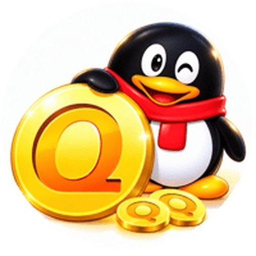 The QQ messaging app logo, featuring a stylized penguin mascot with a red scarf next to a large golden "Q" letter.