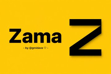 A bold yellow graphic displays the name "Zama" alongside a large black "Z" letter, with the credit "by @gmiclave" beneath it. The post appears to be claiming Zama as the best airdrop of the year so far.