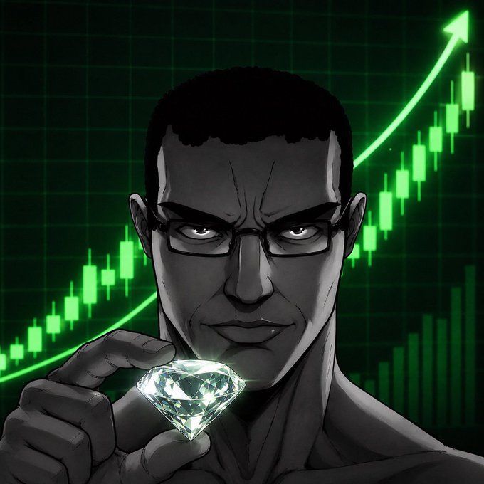 A stylized cartoon portrait of a bespectacled man holding a glowing diamond, set against a green background featuring an upward-trending candlestick chart with a rising arrow, symbolizing the bullish market potential of the "BILLIONS" meme coin associated with the contract address 2Q6CRZ4D5xoWDTc28aQV3dyJb9QiTWvX6aWUS2qYpump.